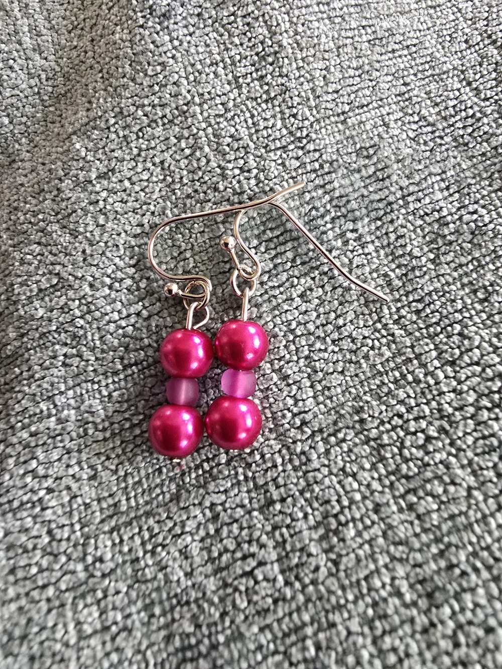 Fuchsia Beaded Drop Earrings — Women’s Dangle Earrings